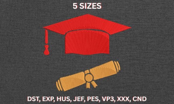 Graduation Cap Embroidery Design