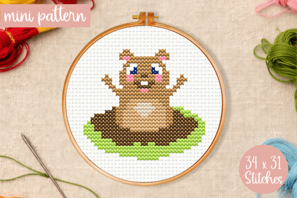 Hamster Cross Stitch Pattern Groundhog