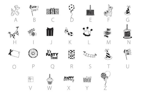 Happy Hues Bash Dingbats Font PNG with transparent background - Preview 1