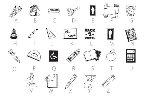 Happy Hues School Dingbats Font PNG with transparent background - Preview 2