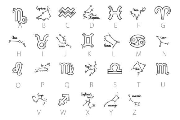 In the Stars Constellations Dingbats Font PNG with transparent background - Preview 1