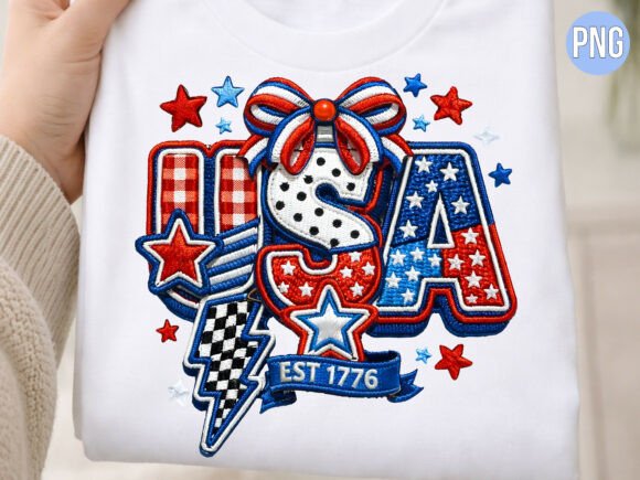 July 4th USA Est 1776 Patriotic Ribbon Graphic T-shirt Designs By ProCUT