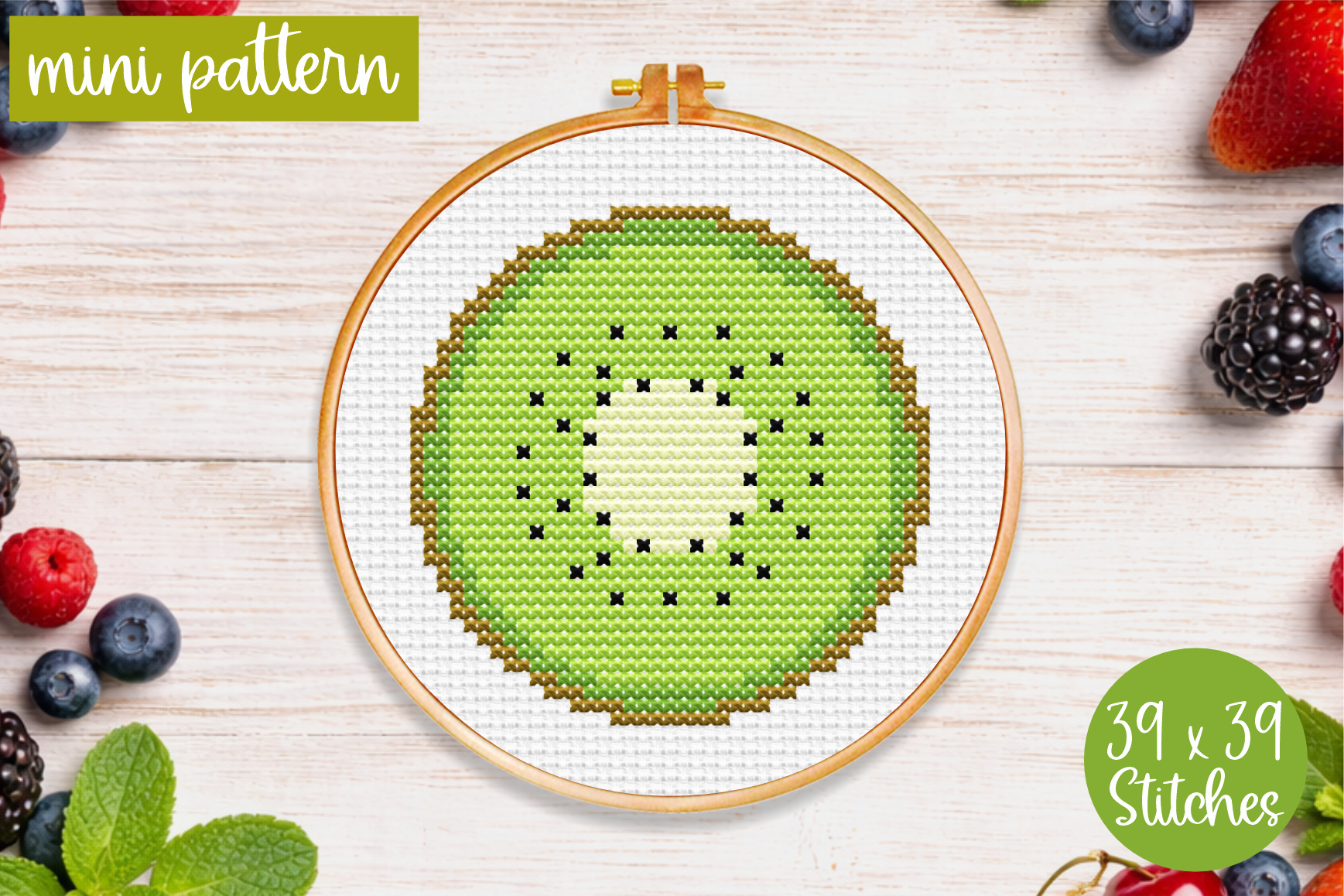 Kiwi Cross Stitch Pattern Fruit PDF Mini