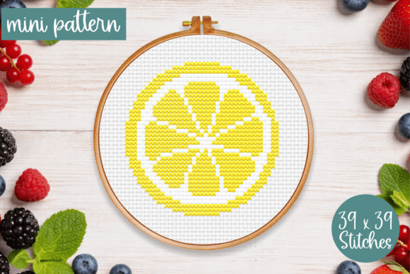 Lemon Cross Stitch Pattern Fruits Mini