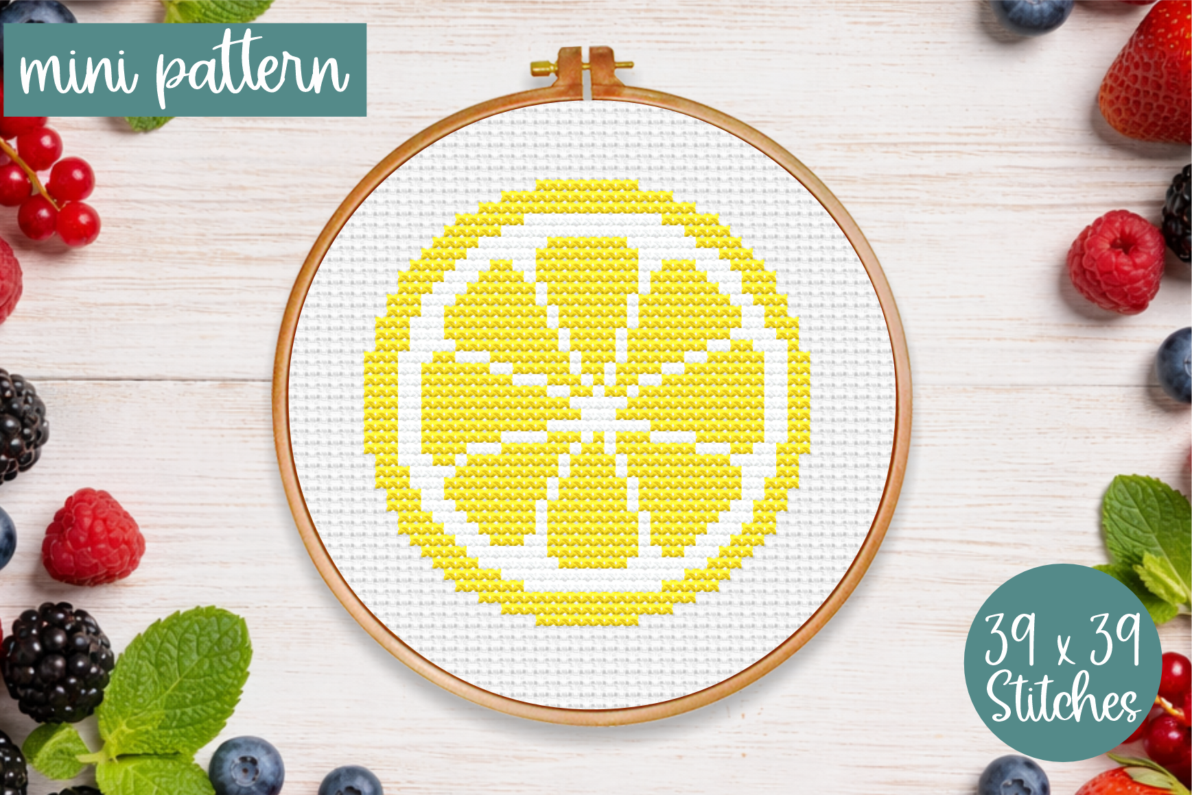 Lemon Cross Stitch Pattern Fruits Mini