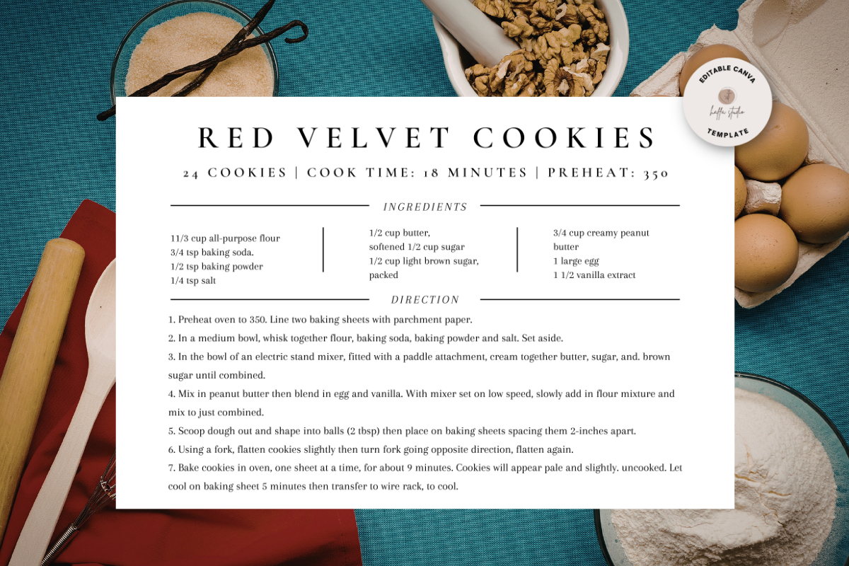 MINIMAL Recipe Card Template