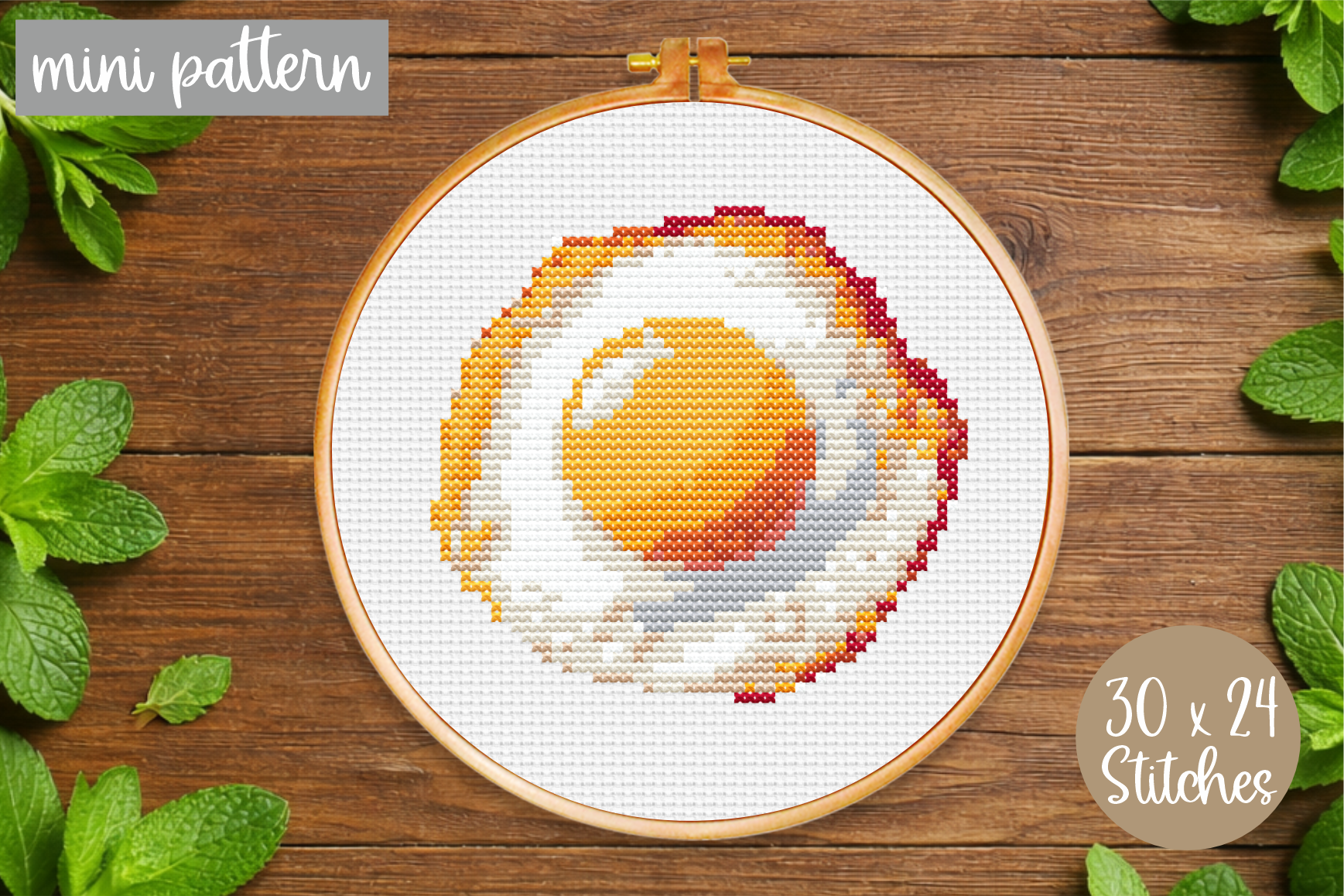 Modern Cross Stitch Pattern Fried Egg
