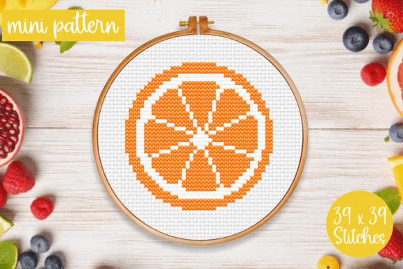 Orange Cross Stitch Pattern Fruits Mini