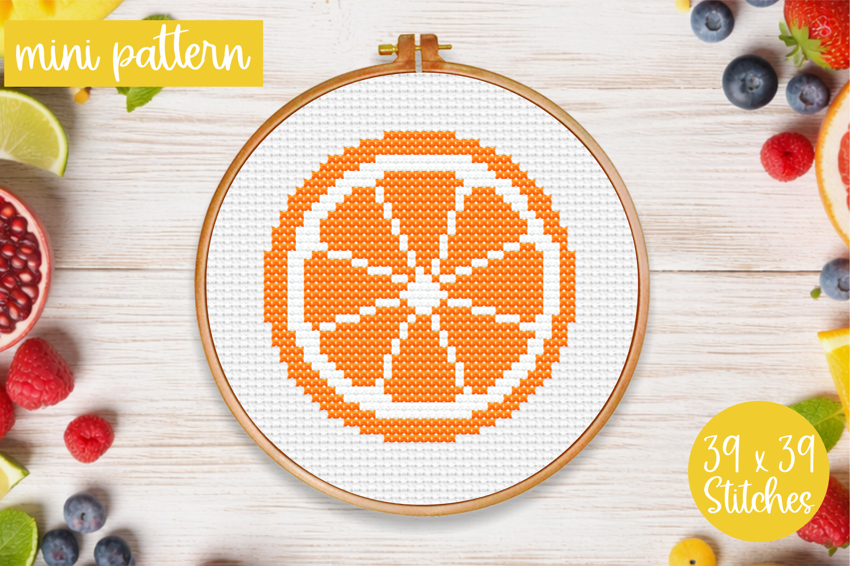 Orange Cross Stitch Pattern Fruits Mini