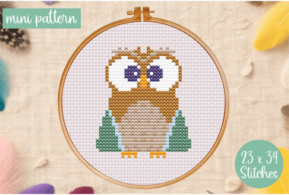 Owl Cross Stitch Pattern Modern Bird
