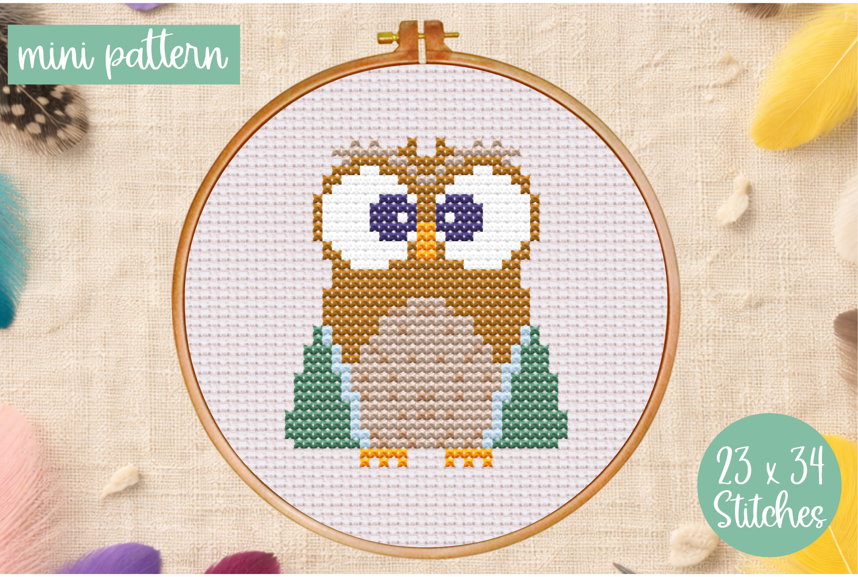 Owl Cross Stitch Pattern Modern Bird