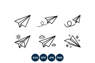 Paper Plane Line Art Icon Set