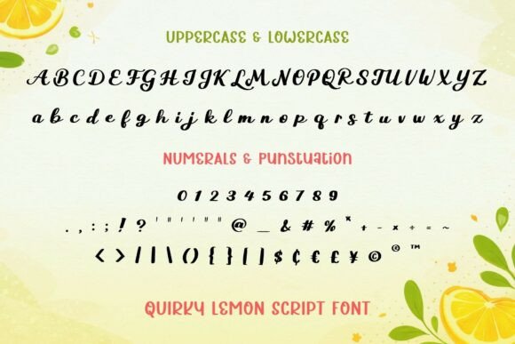 Quirky Lemon Font PNG with transparent background - Preview 4