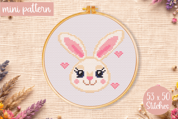 Rabbit Face Cross Stitch Pattern Bunny