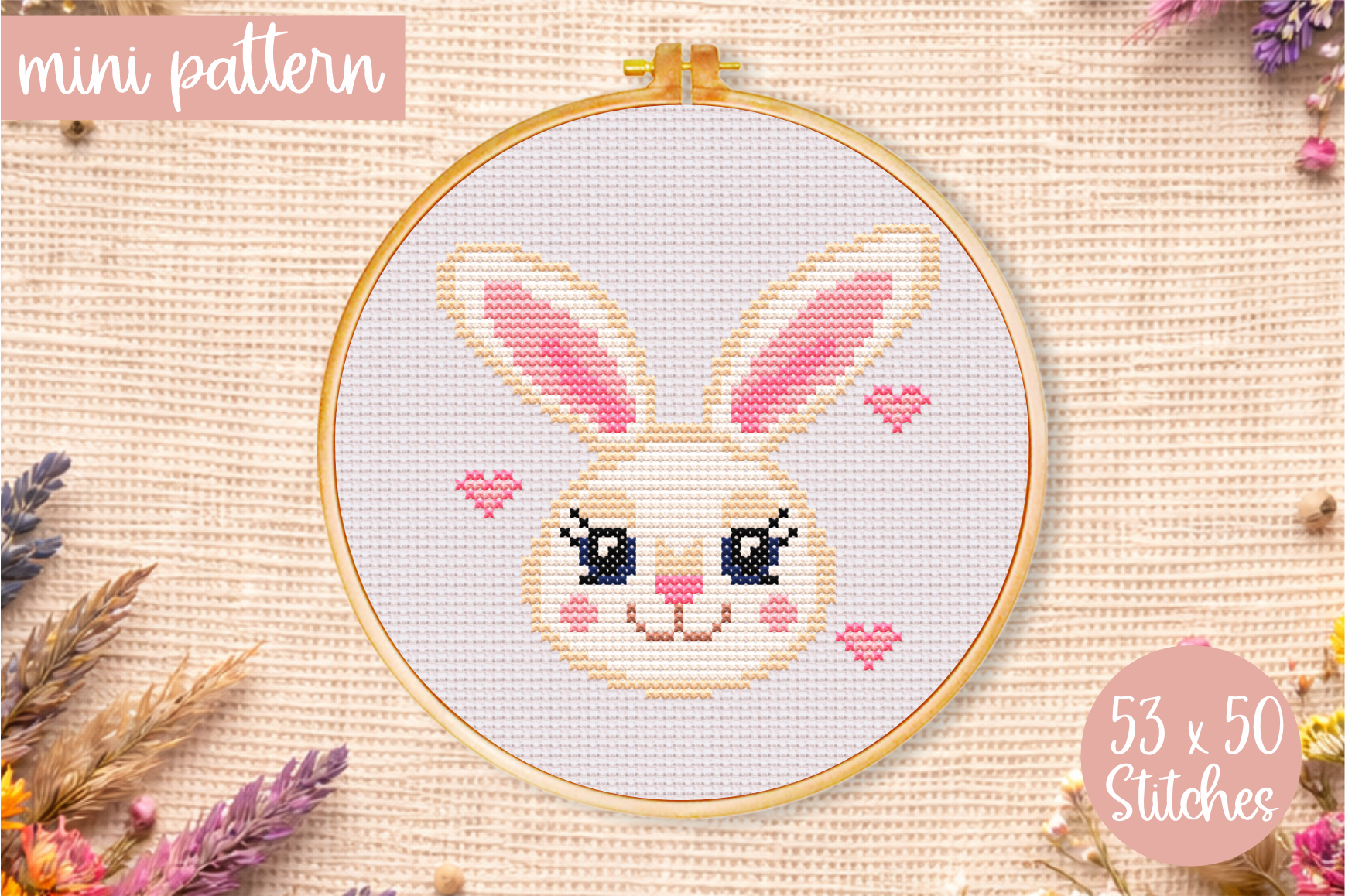 Rabbit Face Cross Stitch Pattern Bunny