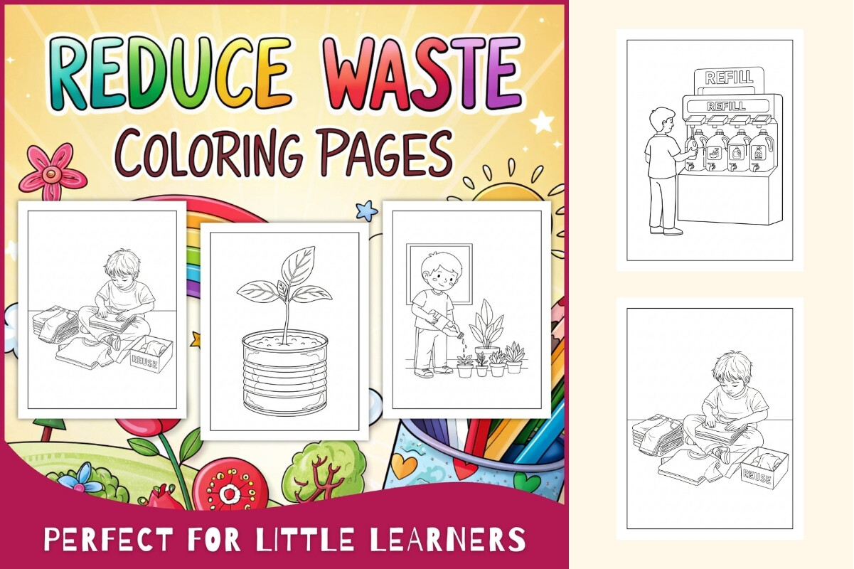 Reduce Waste Coloring Pages for Kids