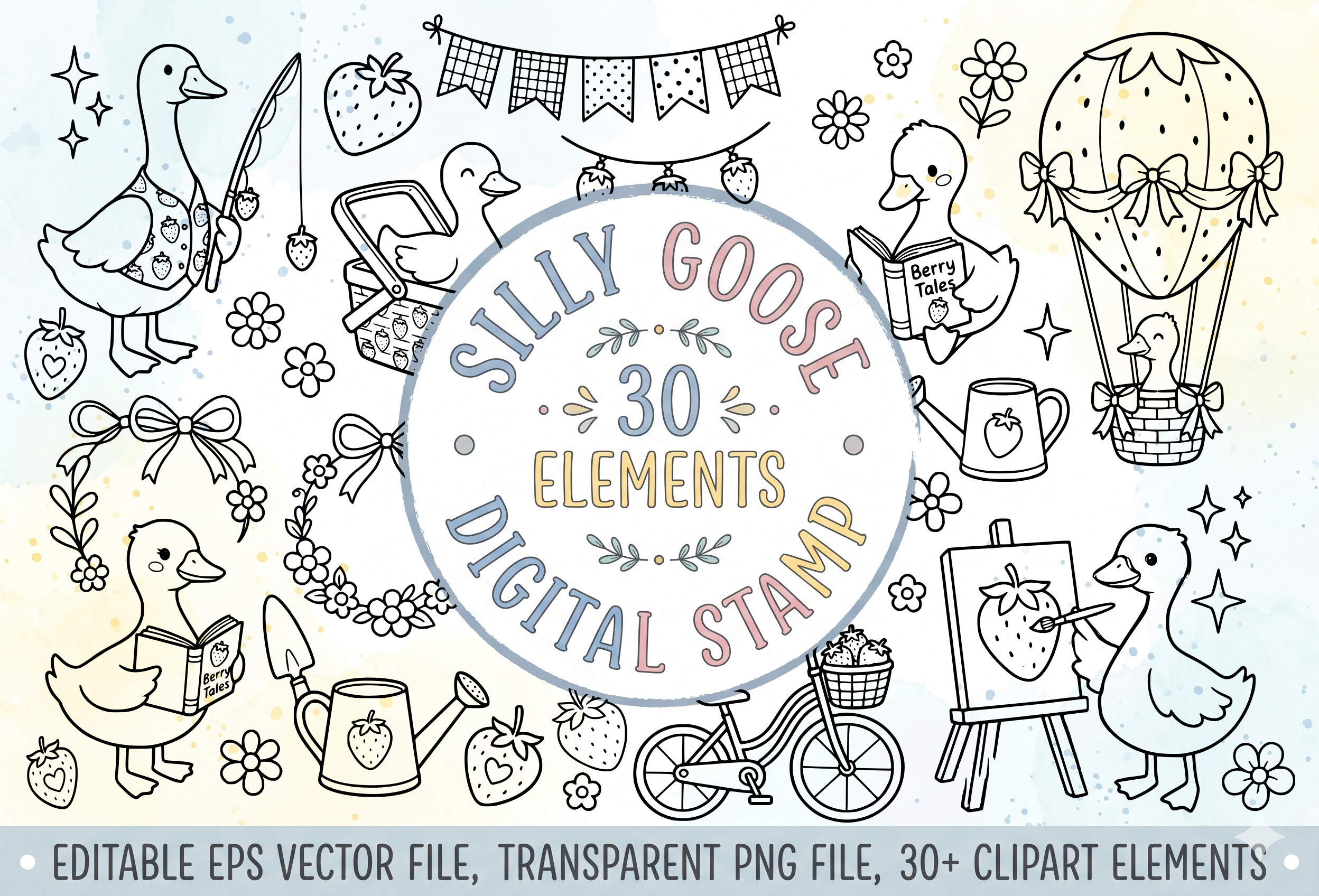 Silly Goose Digital Stamp Elements