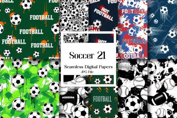 Soccer Digital Papers Graphic Patterns By Vintage