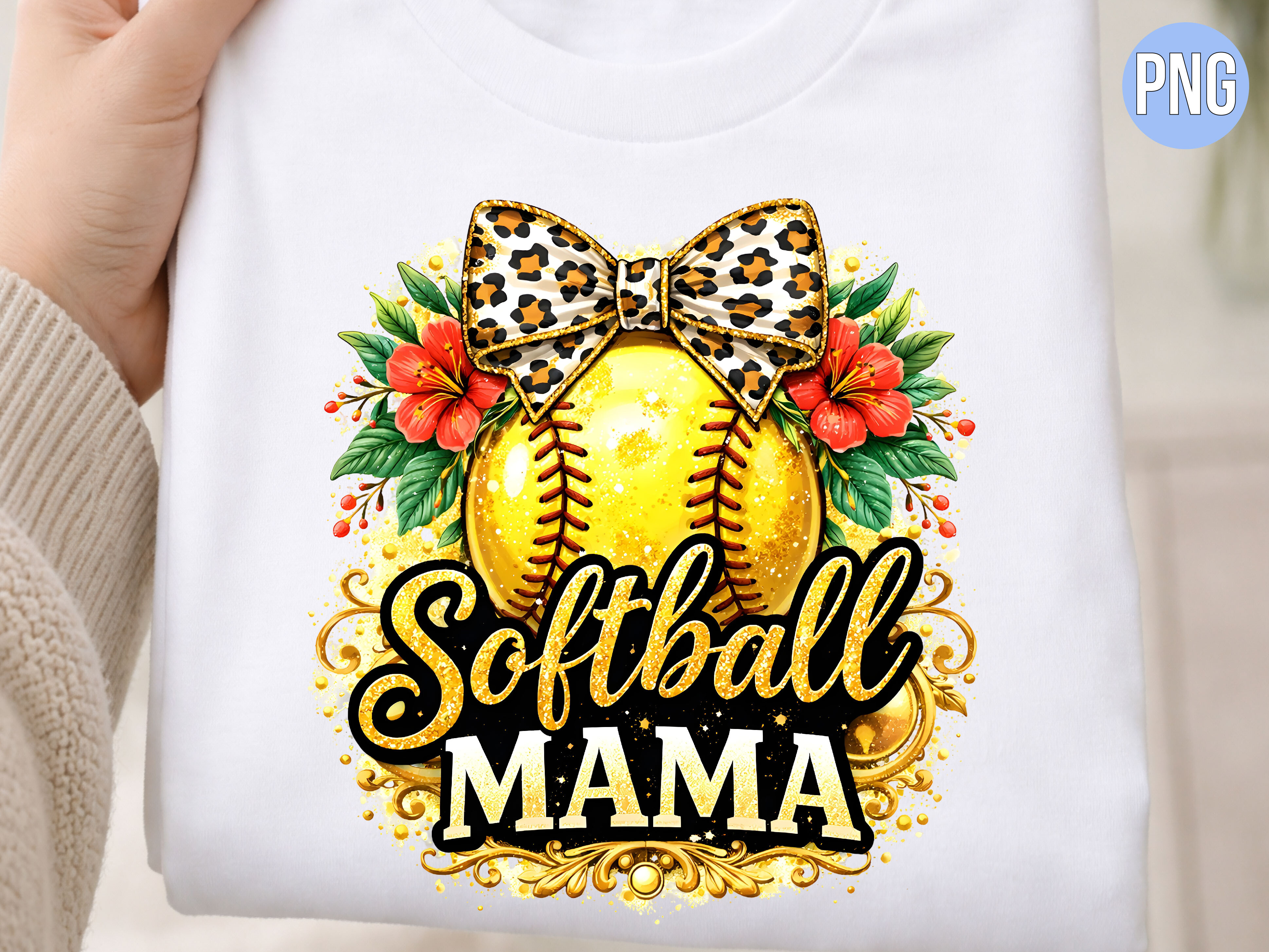 Softball Mama Leopard Bow PNG T-SHIRT Graphic by Emma Studio · Creative ...