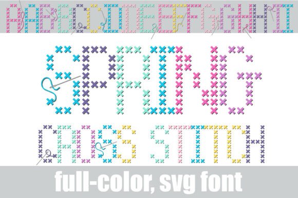 Spring Cross Stitch Fuentes de Colores Fuente Por Illustration Ink