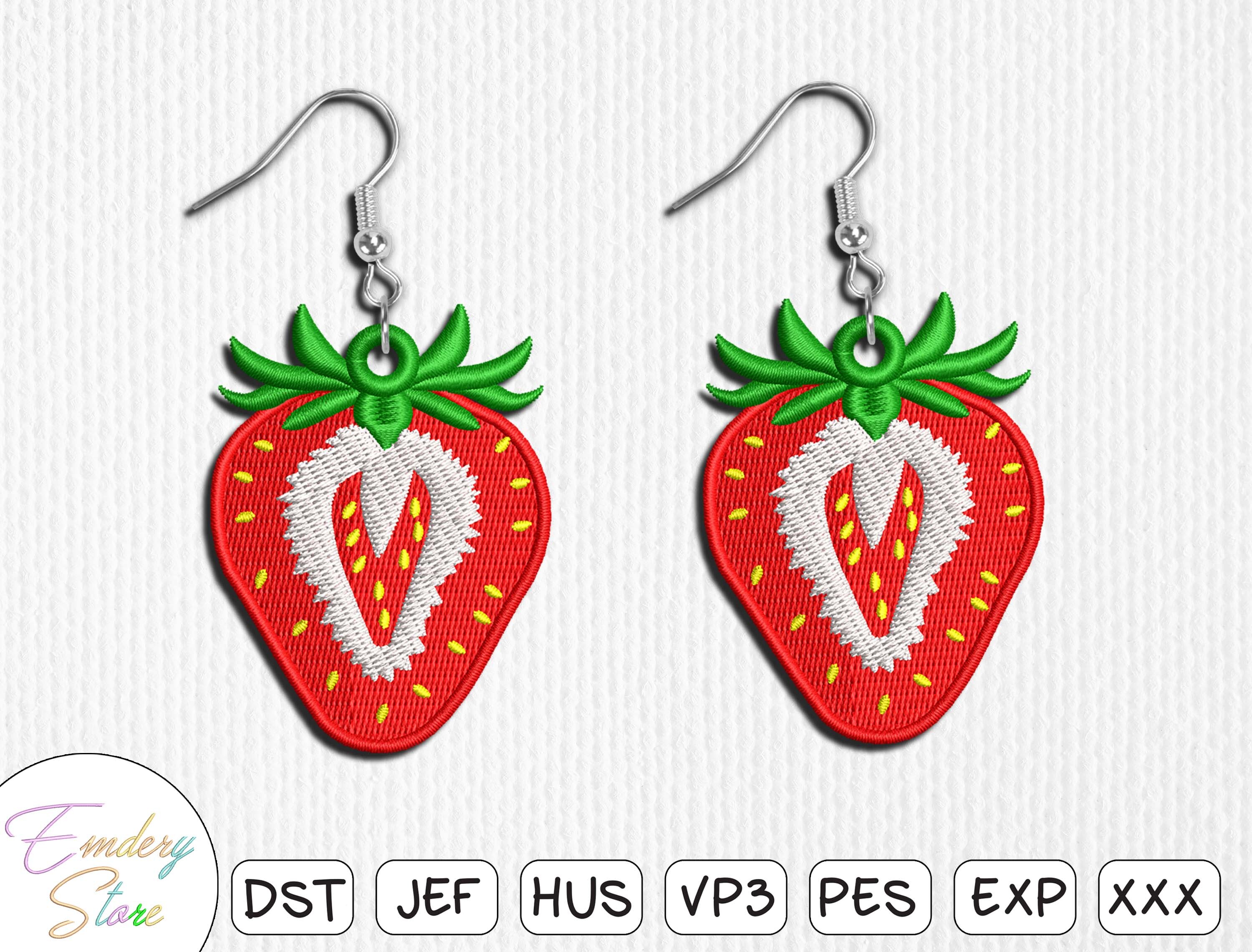 Strawberry Earrings Embroidery Design