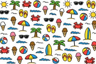 Summer Beach Seamless Pattern Cute Graphic by dogstar4535 · Creative ...