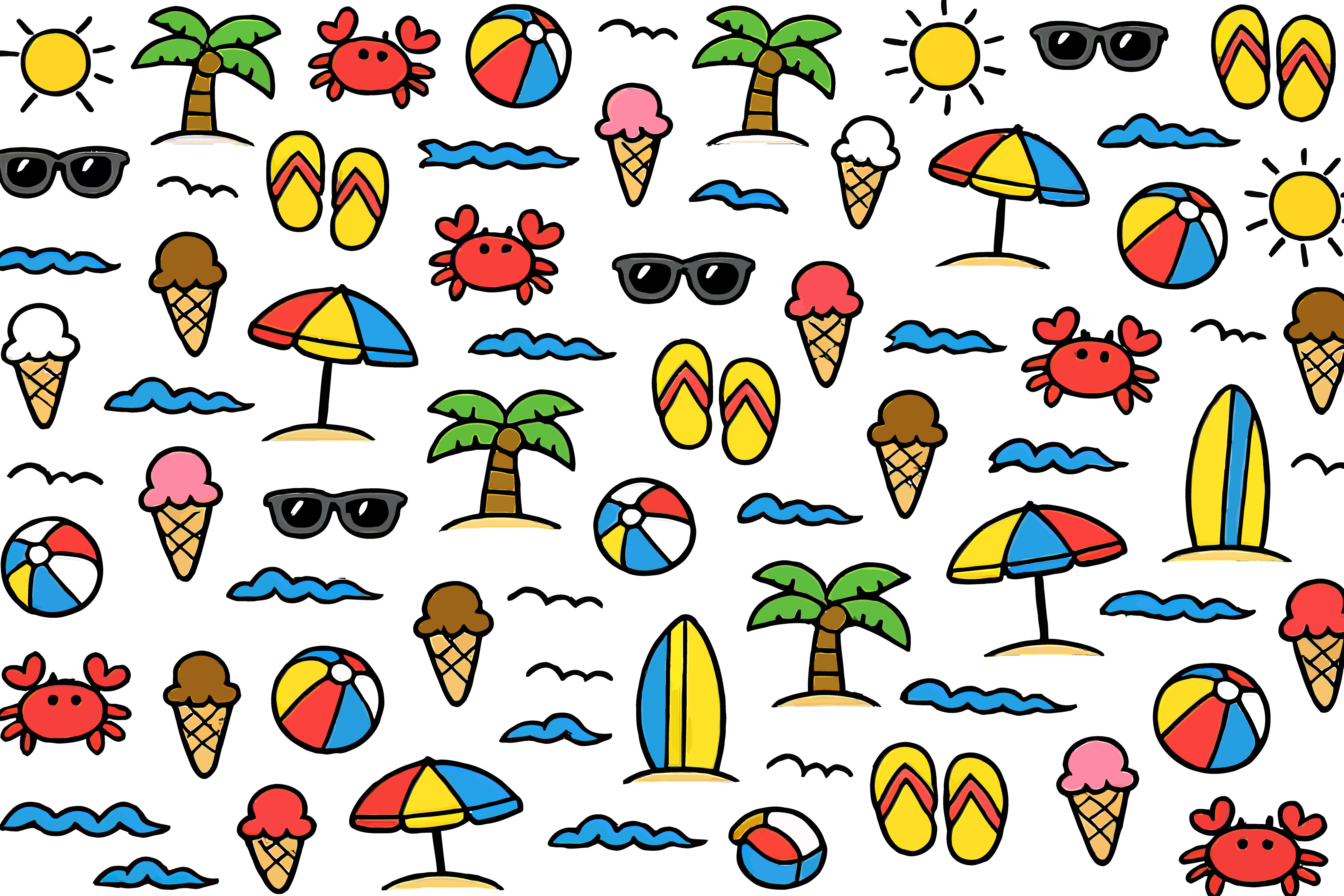 Summer Beach Seamless Pattern Cute Graphic by dogstar4535 · Creative ...