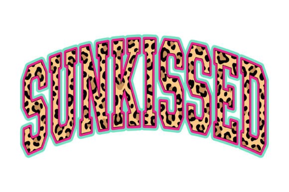 Sun Kissed Leopard Print Arched Letter Graphic T-shirt Designs By Design Station
