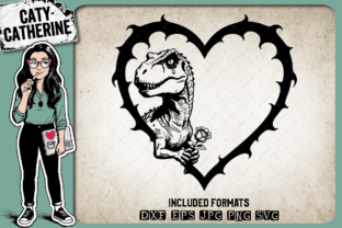 Tyrannosaurus Rex Dinosaur Holding Rose Graphic by Caty Catherine ...