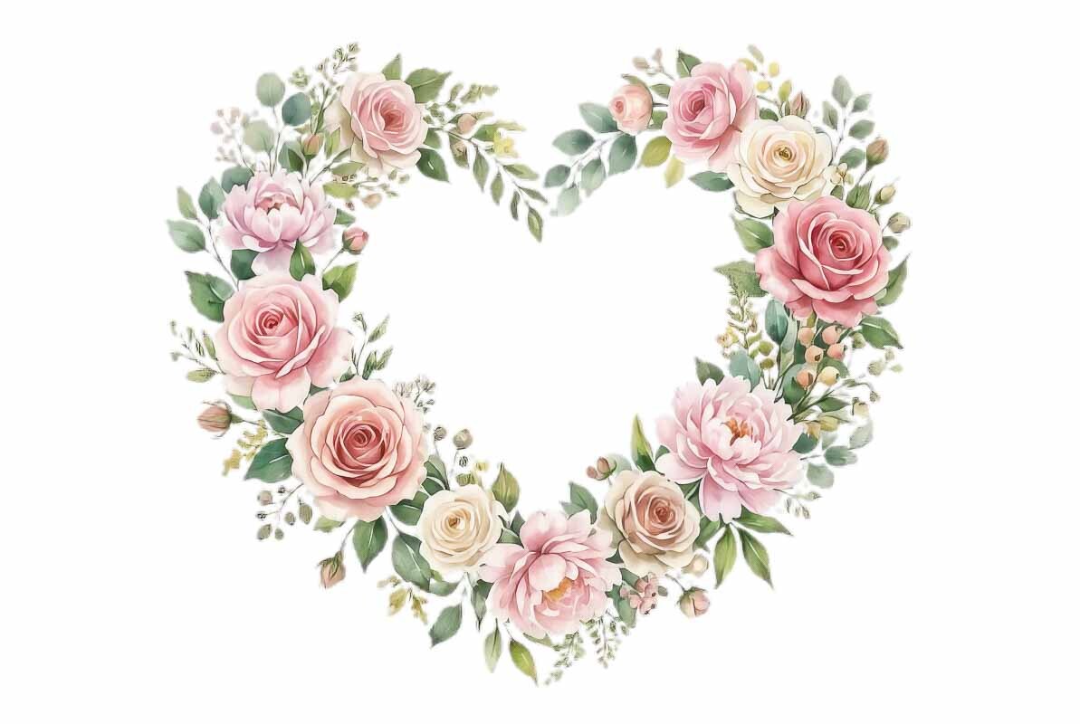 Watercolor Heart Shape Filled