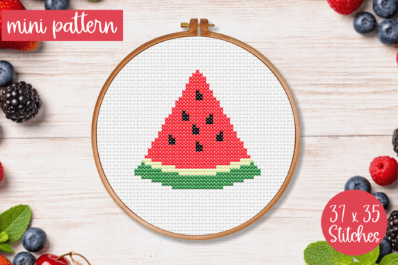Watermelon Slice Cross Stitch Pattern