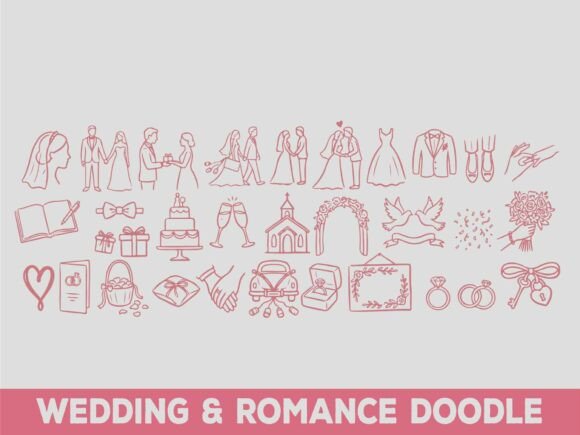 Wedding & Romance Mega Doodle Gráfico Ícones Por Zero2Century