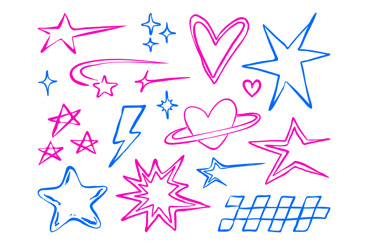 Y2K Doodle Star Heart SVG Bundle