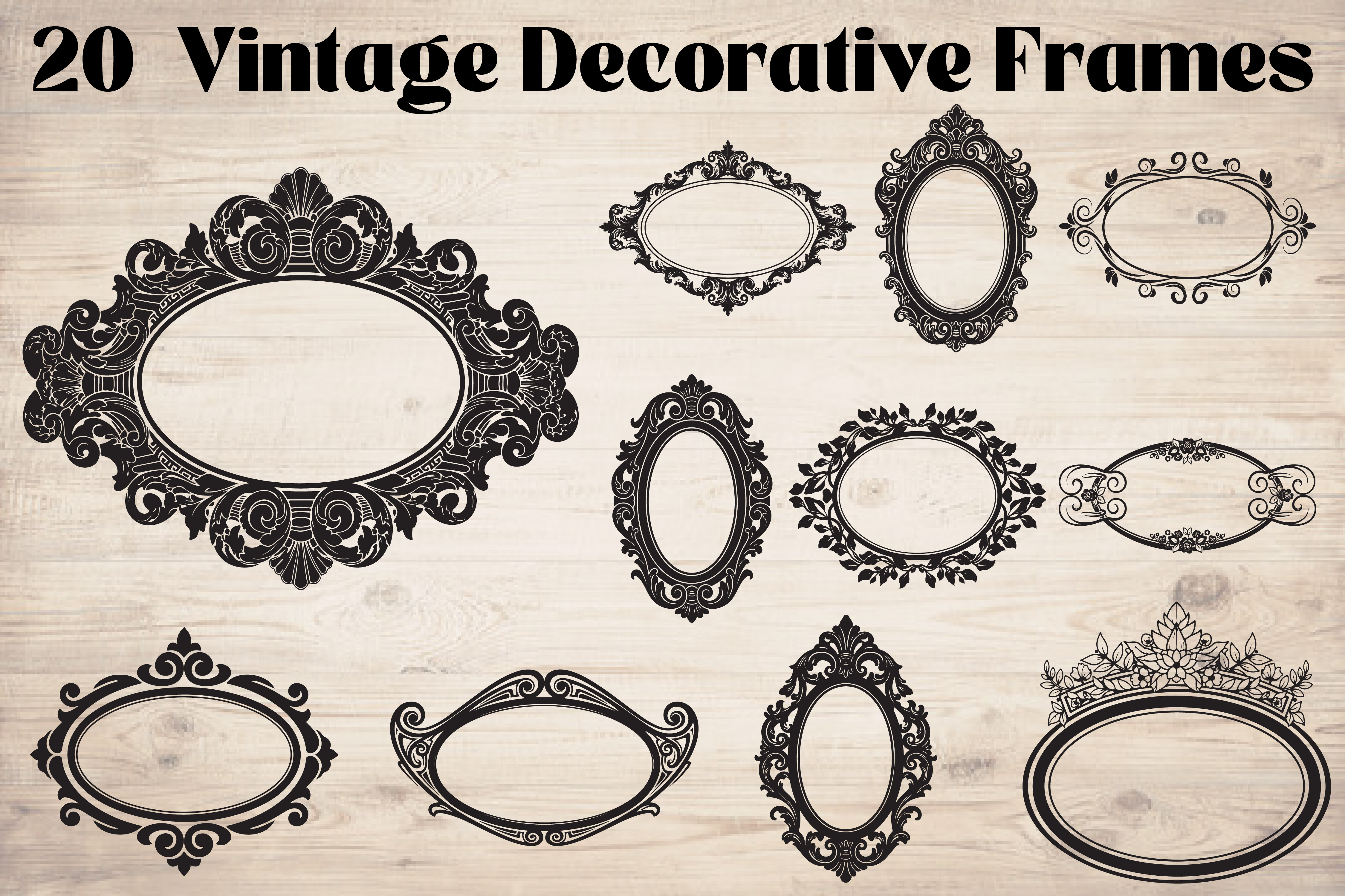 20 Vintage Decorative Frames Bundle
