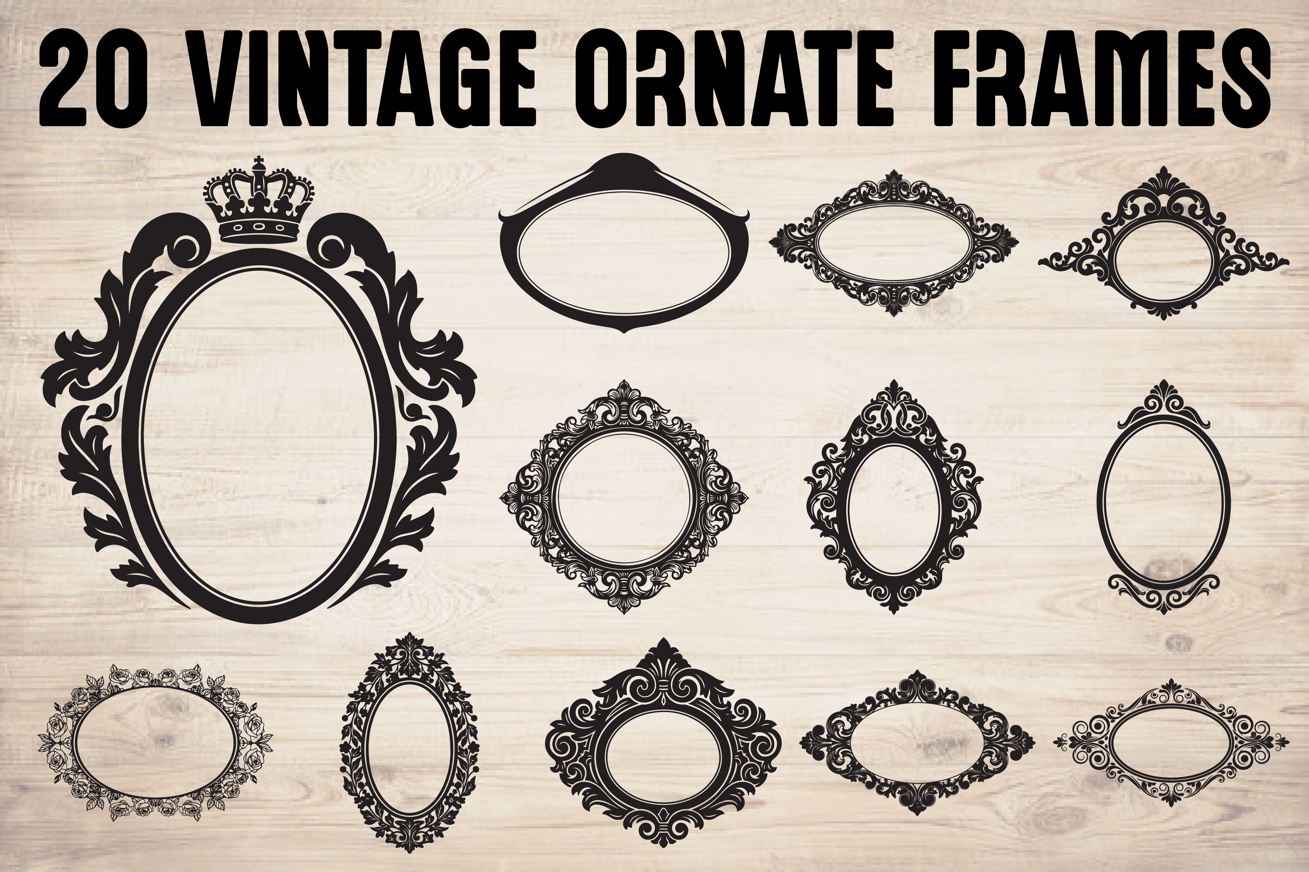 20 Vintage Ornate Frames Bundle