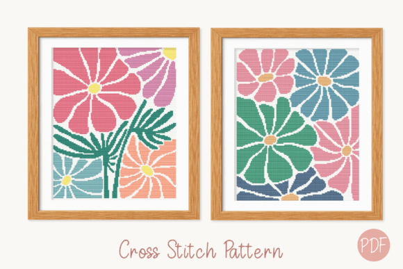 Abstract Flowers Cross Stitch Pattern