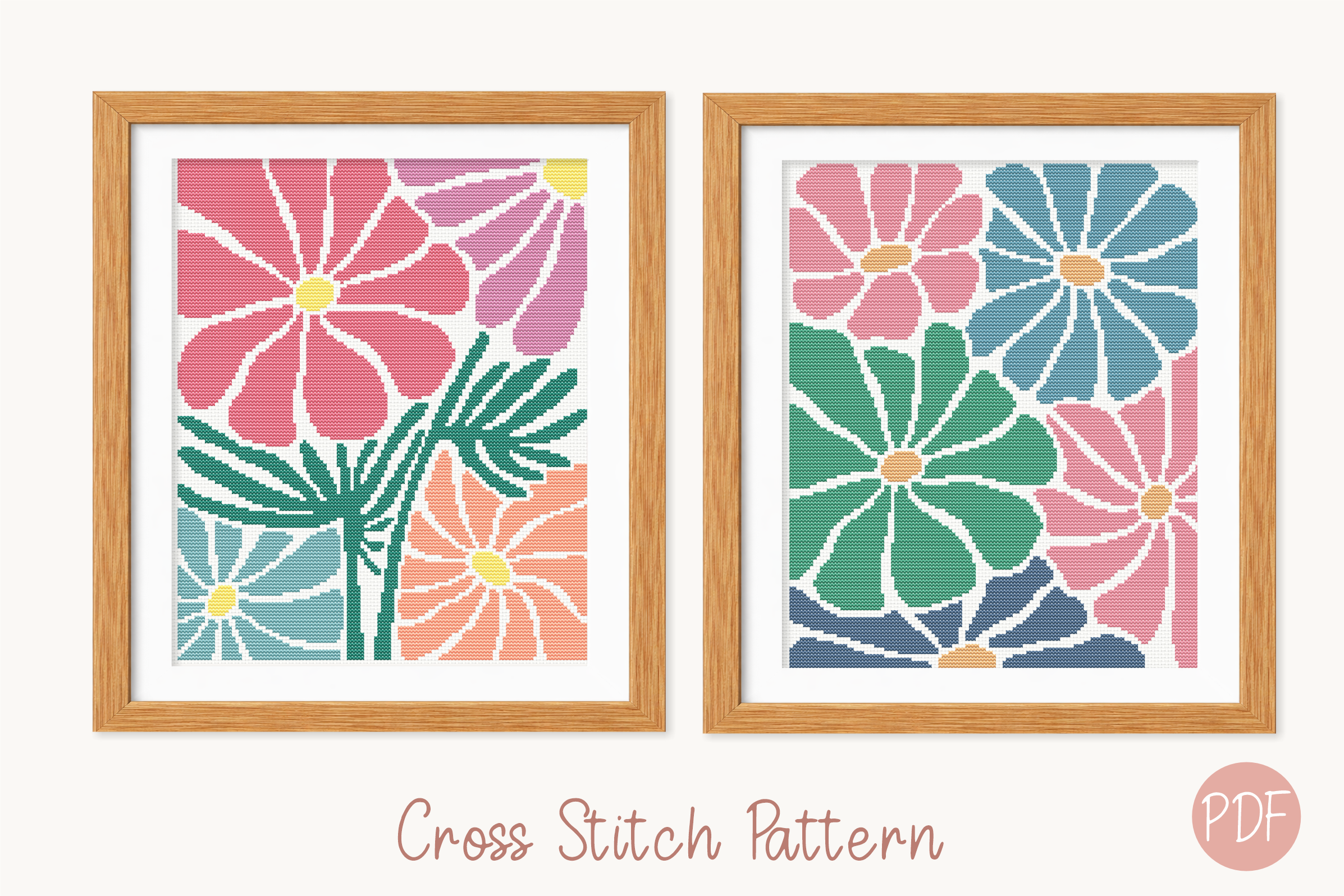 Abstract Flowers Cross Stitch Pattern