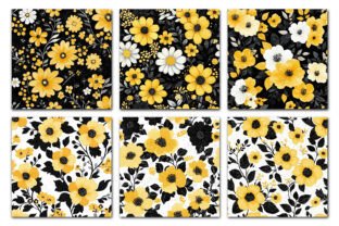 Black & Yellow Flowers Patterns Graphic by Dream Creation · Creative ...