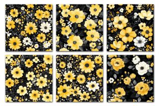 Black & Yellow Flowers Patterns Graphic by Dream Creation · Creative ...