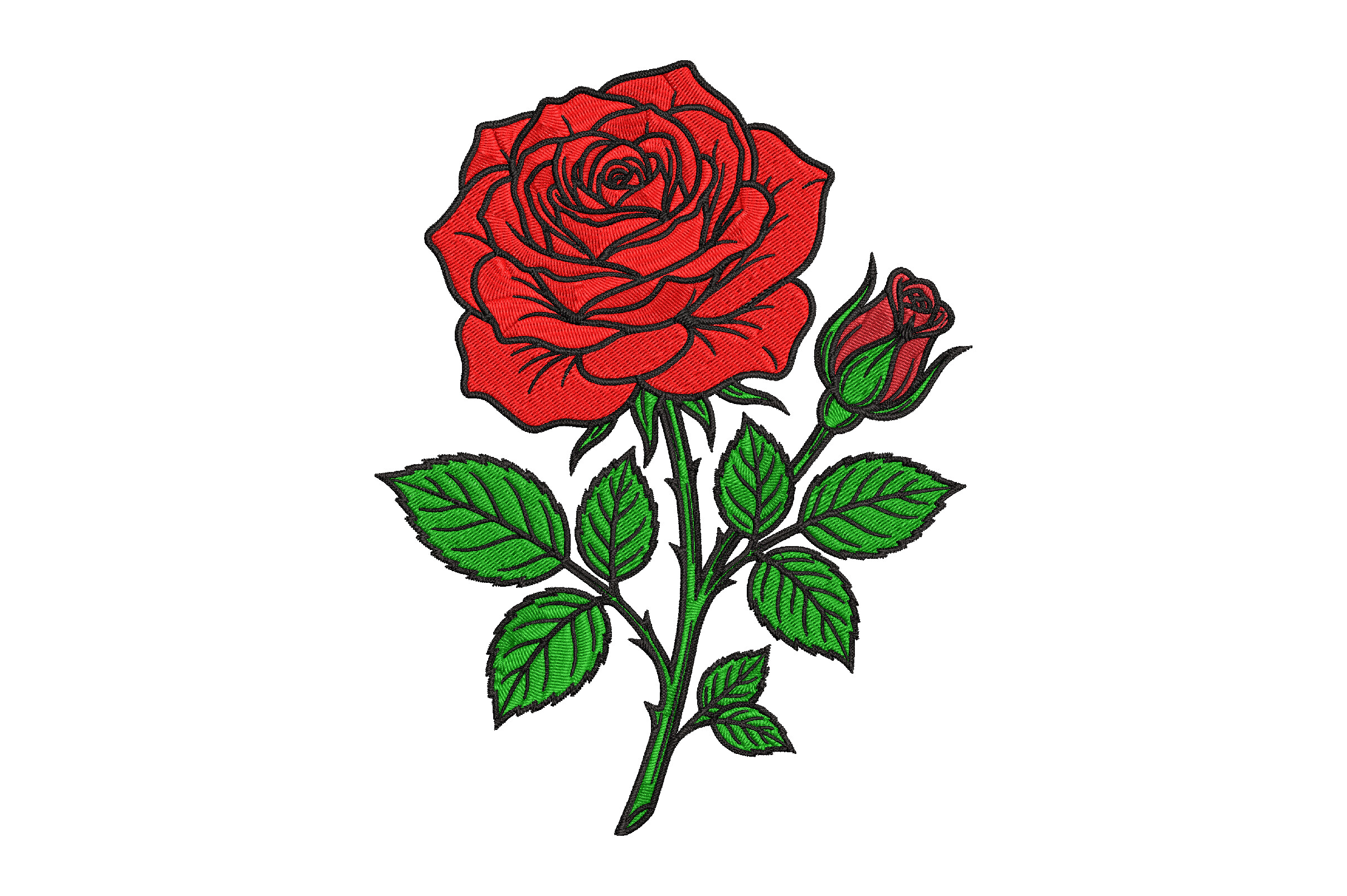 Classic Rose Embroidery Design