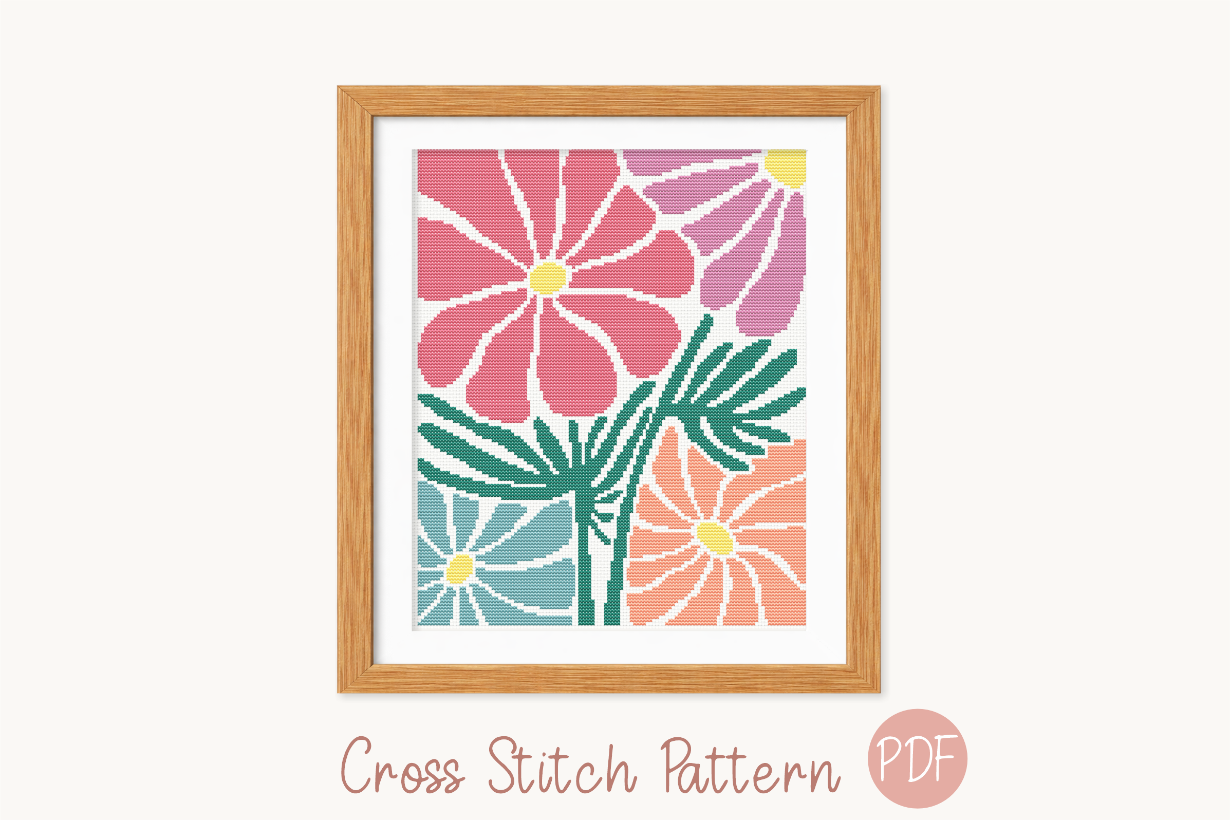 Cross Stitch Pattern Floral Abstract PDF