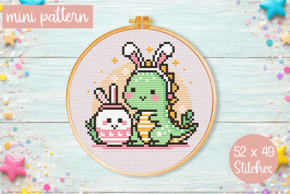 Easter Cross Stitch Pattern Bunny Dragon