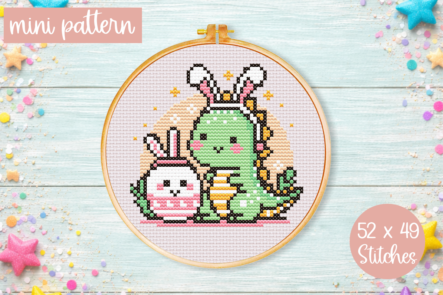 Easter Cross Stitch Pattern Bunny Dragon
