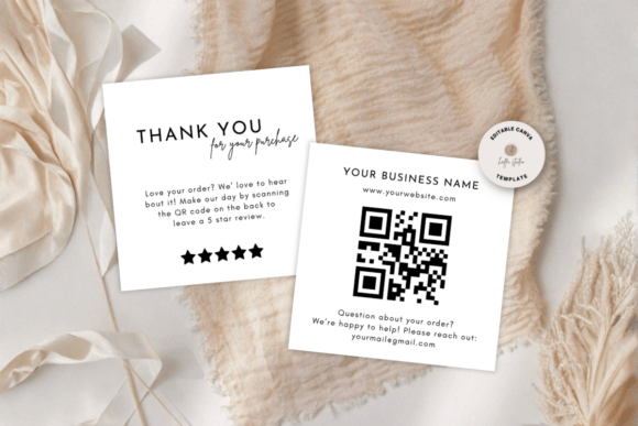 Editable QR Code Review Card Template
