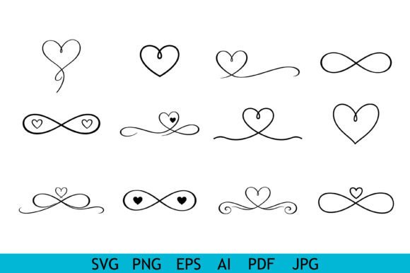 Elegant Heart Infinity Line Collection Grafik Plotterdateien Von Silhouette Station