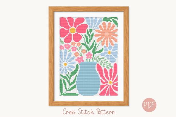 Floral Abstract Cross Stitch Pattern PDF
