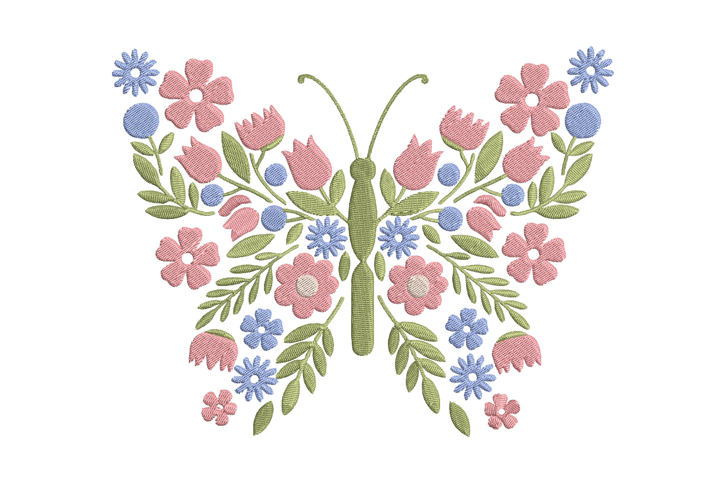 Floral Butterfly Embroidery Design