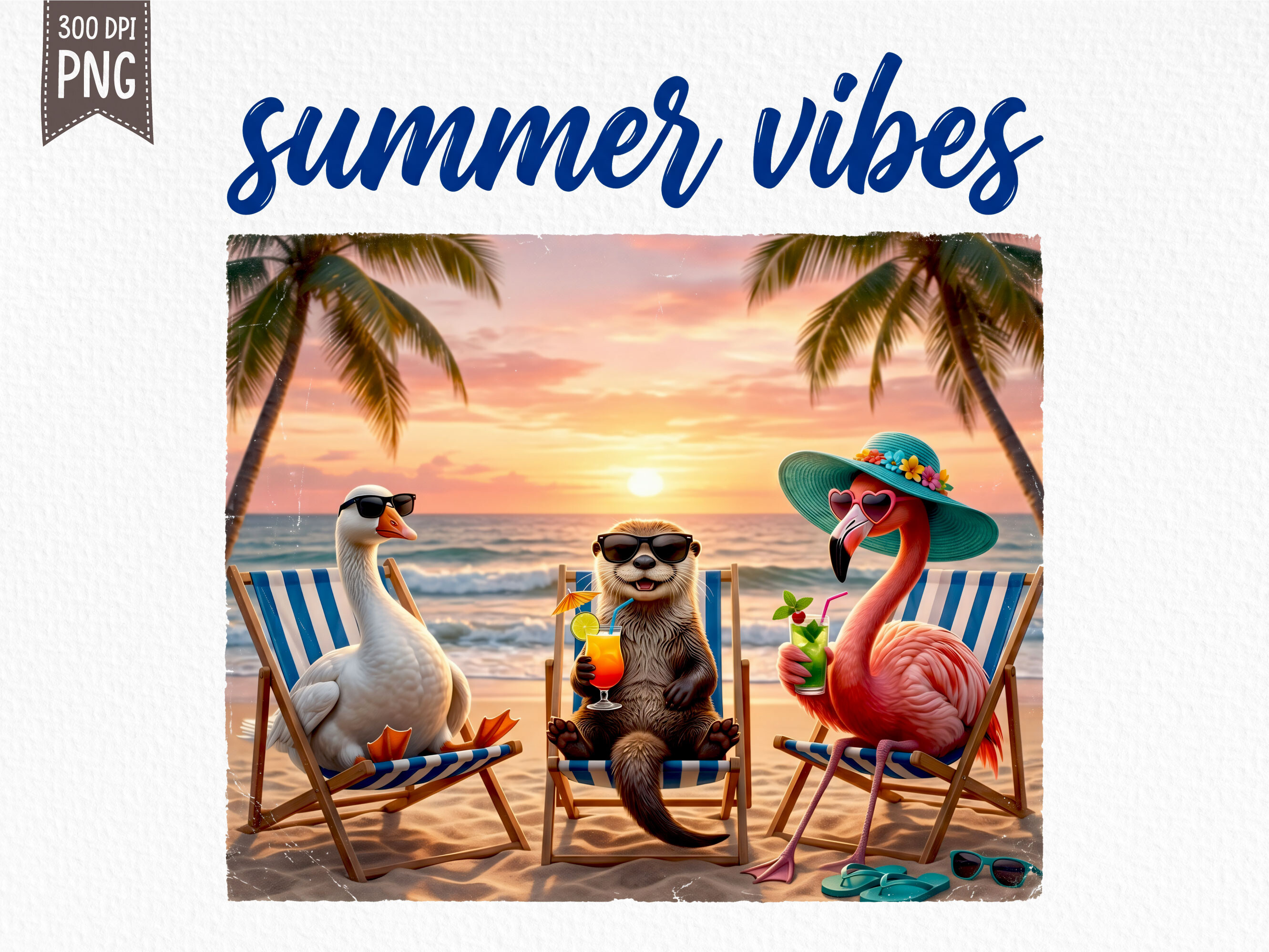 Funny Summer Vibes Animal PNG Graphic by SR Design · Creative Fabrica