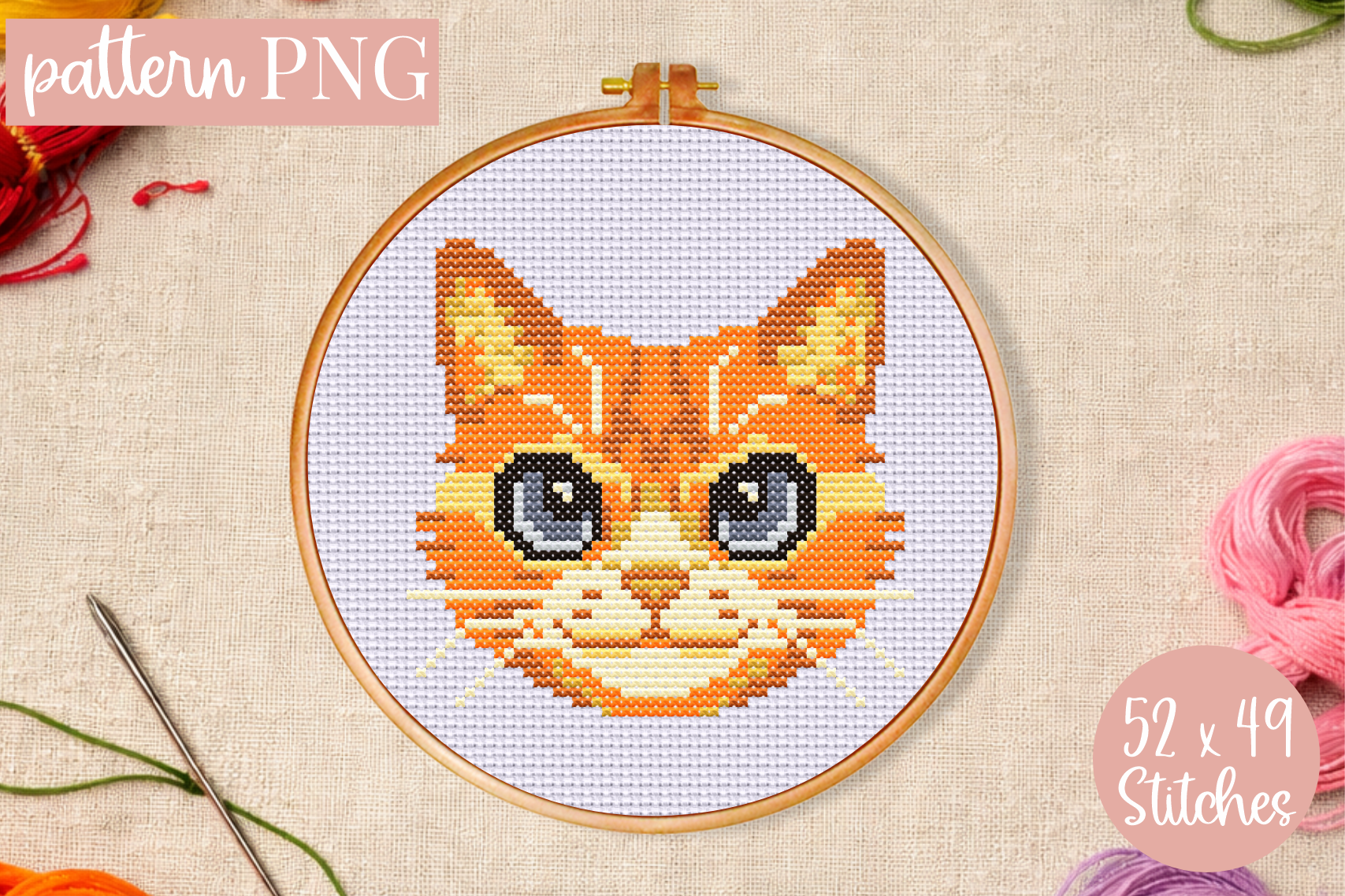 Ginger Cat Cross Stitch Pattern PDF