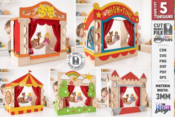 Mini Puppet Theater Laser Cut Bundle SVG Laser Cutting By The T Store Design